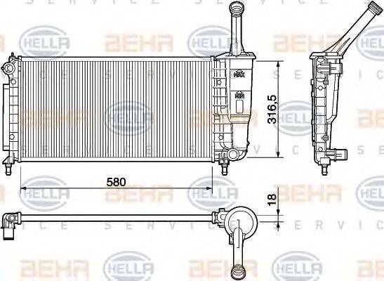Радіатор, охолодження двигуна BEHR HELLA SERVICE 8MK 376 754-384