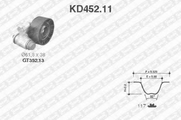 Комплект ременя ГРМ SNR KD452.11