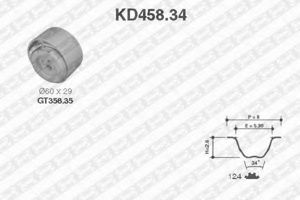 Комплект ременя ГРМ SNR KD458.34