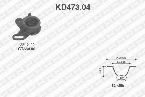 Комплект ременя ГРМ SNR KD473.04