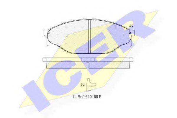 Комплект гальмівних колодок, дискове гальмо ICER 141010
