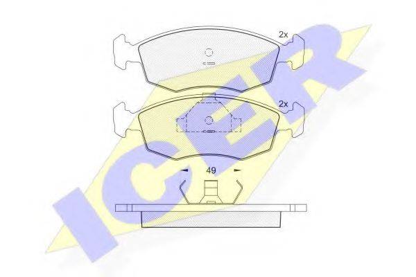 ICER 180543 Комплект гальмівних колодок, дискове гальмо