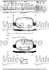 Комплект гальмівних колодок, дискове гальмо VALEO 601302