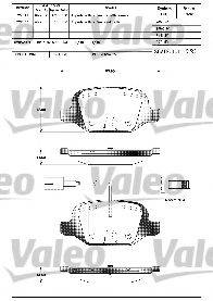 Комплект гальмівних колодок, дискове гальмо VALEO 601303