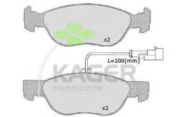 Комплект гальмівних колодок, дискове гальмо KAGER 35-0007