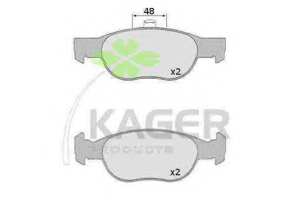 Комплект гальмівних колодок, дискове гальмо KAGER 35-0641