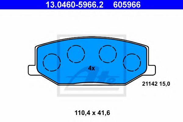 Комплект гальмівних колодок, дискове гальмо ATE 13.0460-5966.2