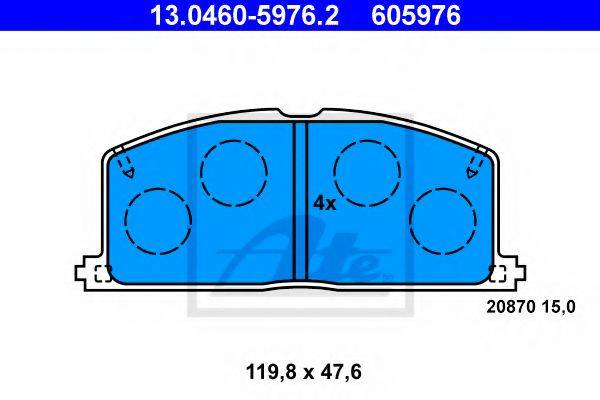 Комплект гальмівних колодок, дискове гальмо ATE 13.0460-5976.2