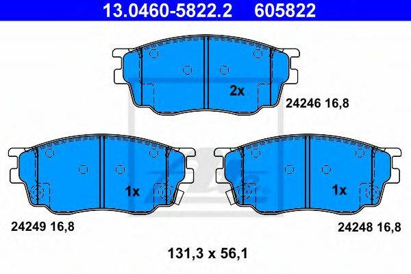 Комплект гальмівних колодок, дискове гальмо ATE 13.0460-5822.2