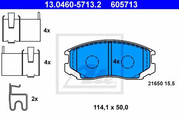 Комплект гальмівних колодок, дискове гальмо ATE 13.0460-5713.2