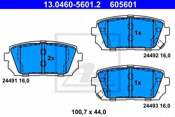 Комплект гальмівних колодок, дискове гальмо ATE 13.0460-5601.2