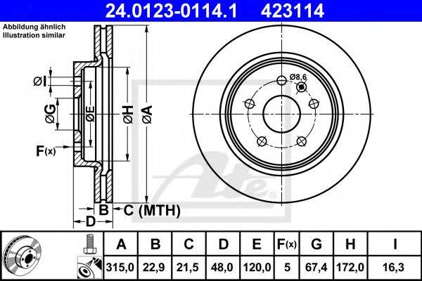 гальмівний диск ATE 24.0123-0114.1