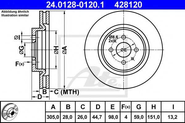 гальмівний диск ATE 24.0128-0120.1