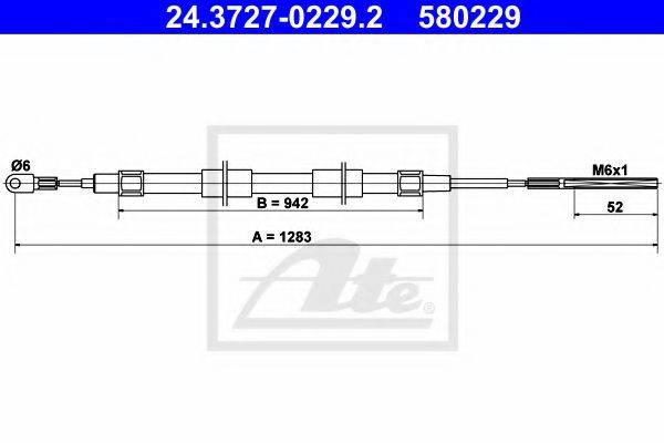 Трос, стоянкова гальмівна система ATE 24.3727-0229.2