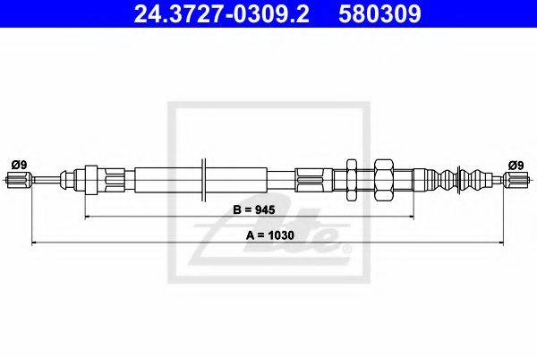 Трос, стоянкова гальмівна система ATE 24.3727-0309.2