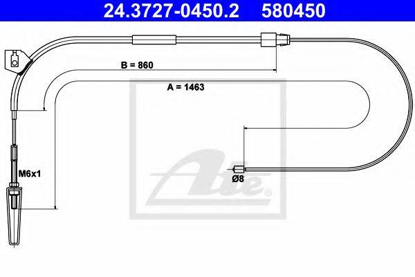 Трос, стоянкова гальмівна система ATE 24.3727-0450.2