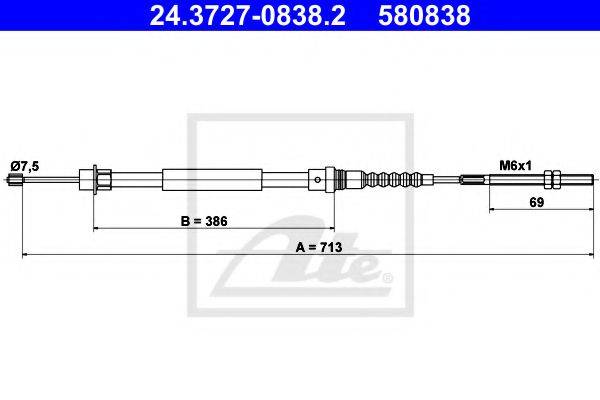 Трос, стоянкова гальмівна система ATE 24.3727-0838.2