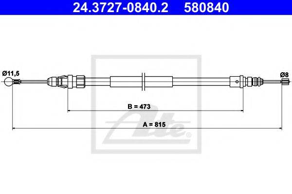 Трос, стоянкова гальмівна система ATE 24.3727-0840.2