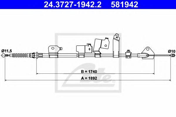 Трос, стоянкова гальмівна система ATE 24.3727-1942.2