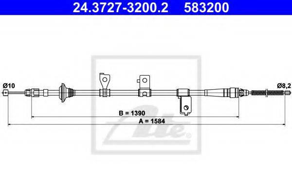 Трос, стоянкова гальмівна система ATE 24.3727-3200.2