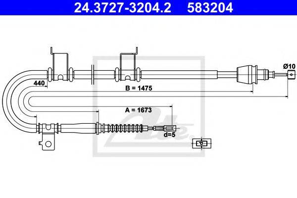 Трос, стоянкова гальмівна система ATE 24.3727-3204.2