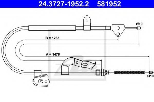 Трос, стоянкова гальмівна система ATE 24.3727-1952.2