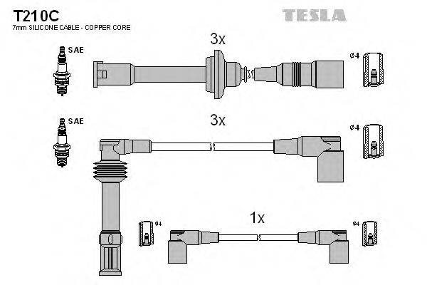 Комплект дротів запалення TESLA T210C