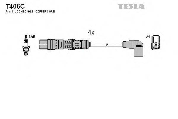 Комплект дротів запалення TESLA T406C