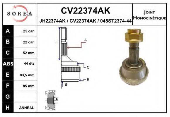 EAI CV22374AK Шарнірний комплект, приводний вал