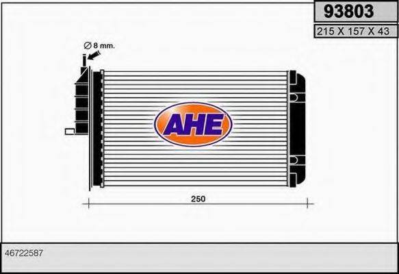 Теплообмінник, опалення салону AHE 93803