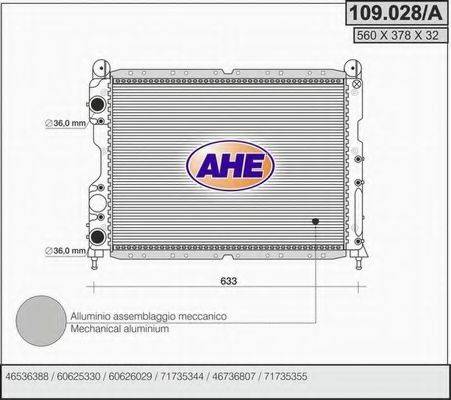 Радіатор, охолодження двигуна AHE 109.028/A