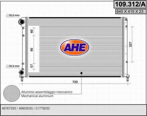 Радіатор, охолодження двигуна AHE 109.312/A