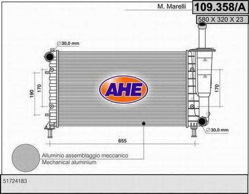 Радіатор, охолодження двигуна AHE 109.358/A