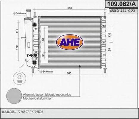 Радіатор, охолодження двигуна AHE 109.062/A