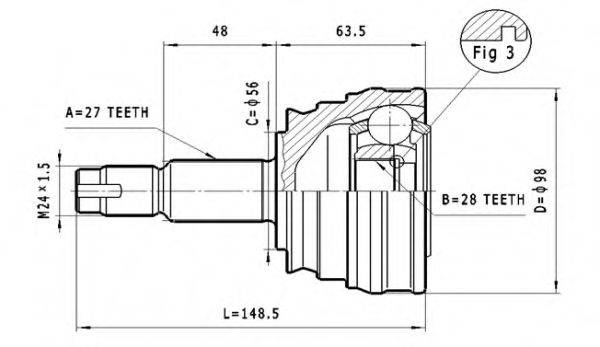 STATIM C156 Шарнірний комплект, приводний вал