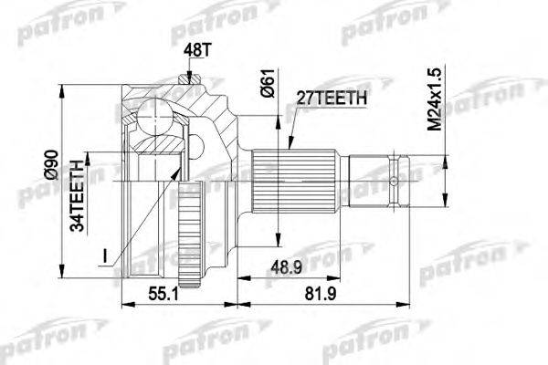 PATRON PCV1222 Шарнірний комплект, приводний вал