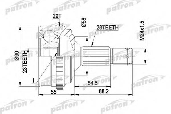 PATRON PCV1263 Шарнірний комплект, приводний вал
