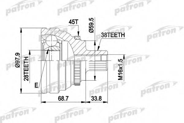 Шарнірний комплект, приводний вал PATRON PCV1277