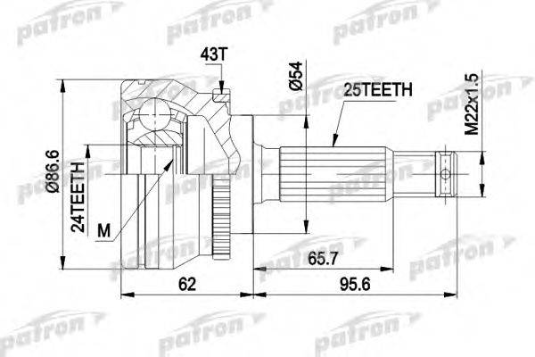 PATRON PCV1331 Шарнірний комплект, приводний вал