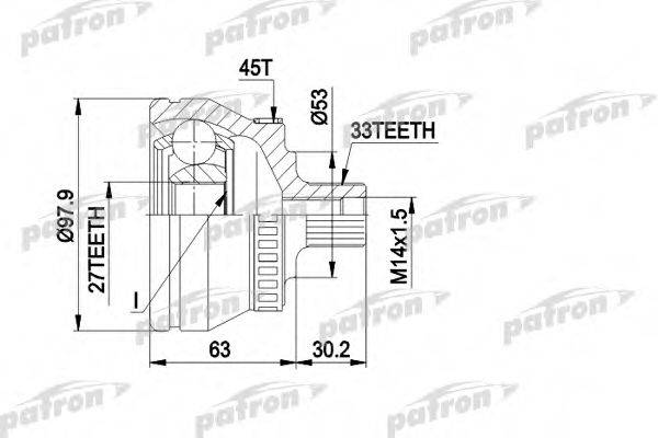 PATRON PCV1381 Шарнірний комплект, приводний вал