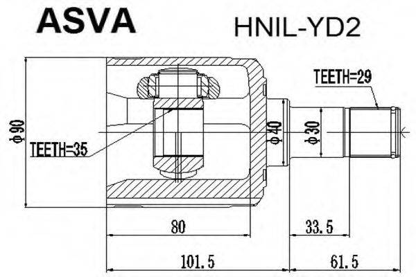 Шарнірний комплект, приводний вал ASVA HNIL-YD2