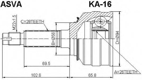 Шарнірний комплект, приводний вал ASVA KA-16