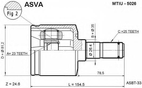 Шарнірний комплект, приводний вал ASVA MTIU-5026