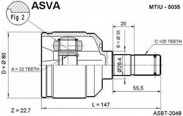 Шарнірний комплект, приводний вал ASVA MTIU-5035