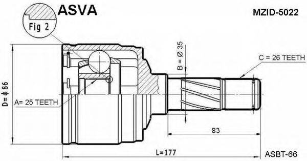 Шарнірний комплект, приводний вал ASVA MZID-5022