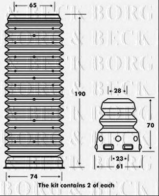 Пилозахисний комплект, амортизатор BORG & BECK BPK7073