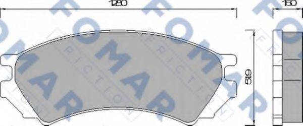 Комплект гальмівних колодок, дискове гальмо FOMAR FRICTION FO 461881