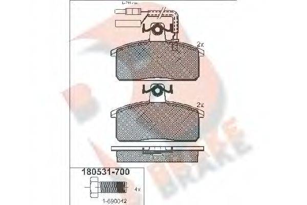 Комплект гальмівних колодок, дискове гальмо R BRAKE RB0531-700
