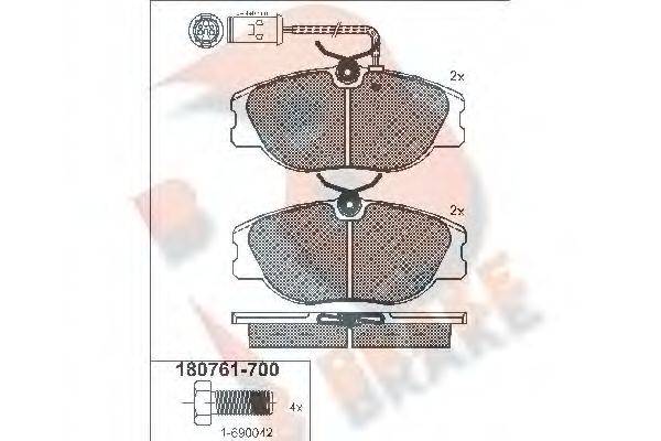 Комплект гальмівних колодок, дискове гальмо R BRAKE RB0761-700