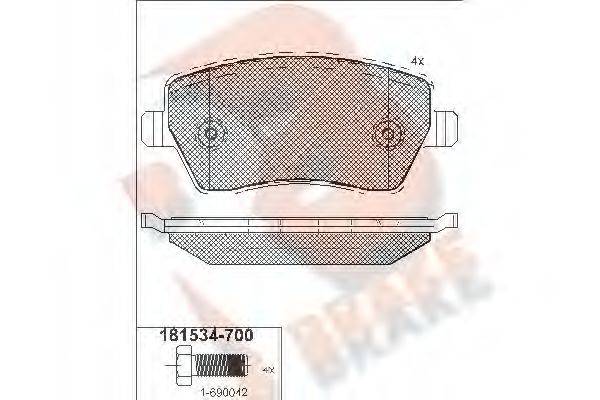 Комплект гальмівних колодок, дискове гальмо R BRAKE RB1534-700